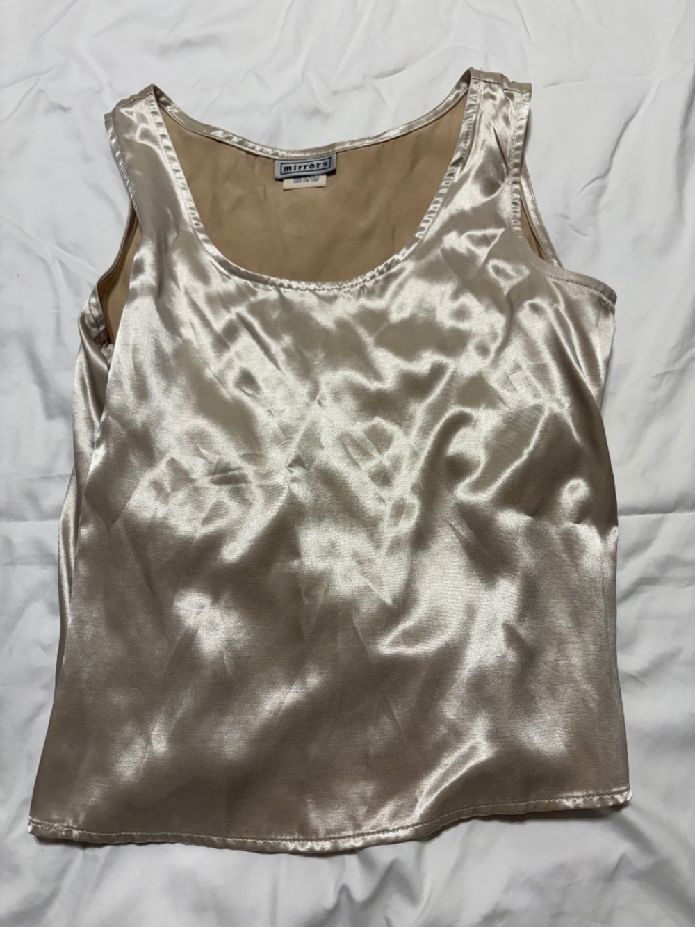 Vintage 1998 Mirrors Silky Satin Tank Top - Champagne Gold M